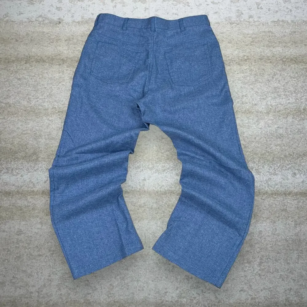 Vintage 90s Habands Dress Pants 34x30 Baggy Slate Blue Flat Front Essential